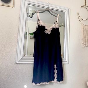 Black Chemise Laced Slip Dress